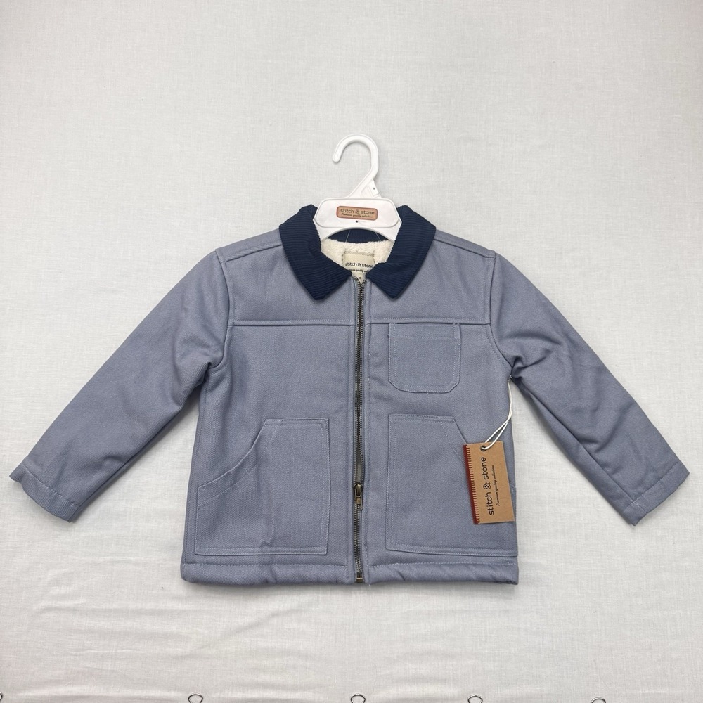 Stitch &‎ Stone Teddy Bear Sherpa Jacket Blue Toddler Unisex Size 4